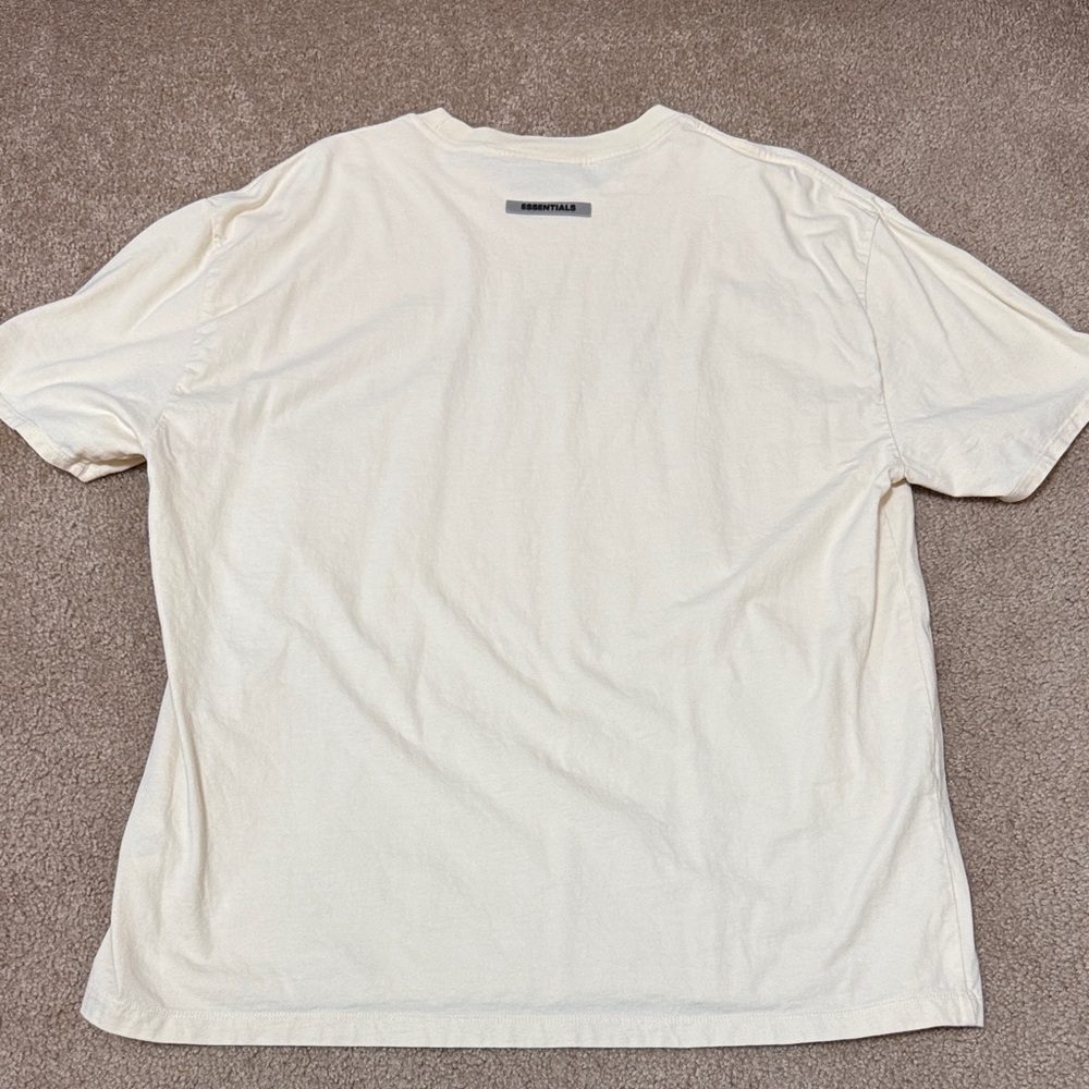 Essentials Cream Tee With Black Essentials Logo View 5